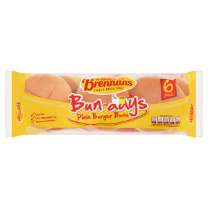 Bun-Days 6 Plain Burger Buns 300g