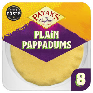 Pataks Ready To Eat Plain Pappadums 8 Pack