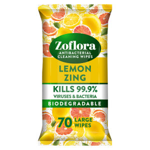 70 Large Lemon Zing Antibacterial Multi-Surface Cleaning Wipes