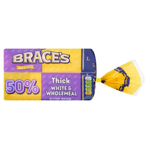 50% Thick White & Wholemeal Sliced Bread 800g