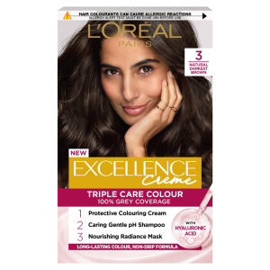 Excellence Créme 3 Natural Darkest Brown: 100% Grey, shiny, nourished, long-lasting.