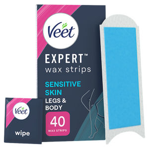 Veet Expert Wax Strips Legs Body Sensitive Hair Removal 40 Pack