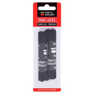 Cherry Blossom Round Shoe Laces Twin Pack Black 75Cm