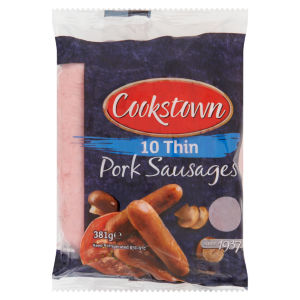 10 Thin Pork Sausages 381g