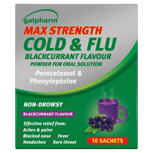 Galpharm Max Strength Cold & Flu Blackcurrant Sachets