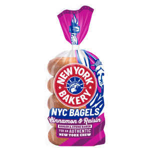 New York Bakery Co Cinnamon & Raisin Bagels 5 Pack