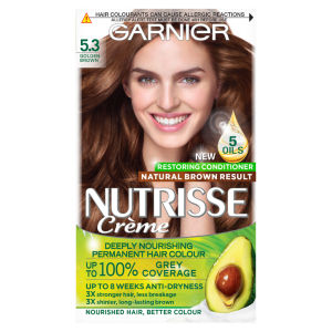 Nutrisse Ultra Crème Vegan Dye, 5.3 Golden Brown: Warm, shimmering tones, 8-week colour.