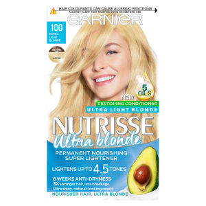 Nutrisse Ultra Blonde Dye, Vegan, 100 Extra Light Blonde, for maximum lightening action.