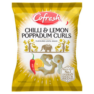 Poppadum Curls Chilli Lemon Flavour Lentil Snack