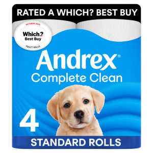 Andrex Complete Clean Toilet Tissue Standard Rolls 4 Rolls