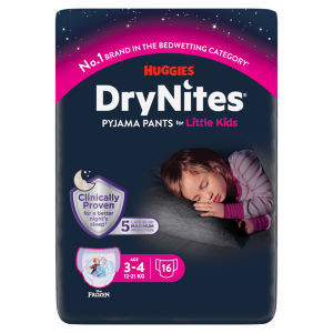 Huggies DryNites Girls Pyjama Pants for Bedwetting Age 3-4 Years 12-21kg x16