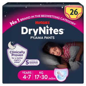 DryNites MEGA Bedwetting Pyjama Nappy Pants Girl 4-7yrs 26 Pants