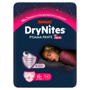 DryNites Girls Pyjama Pants for Bedwetting 13+ Yrs 48-60kg x9 pants