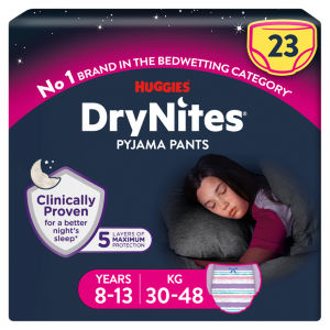 DryNites Bedwetting Pyjama Nappy Pants Girl - Age 8-13 MEGA Pack - 23 pants