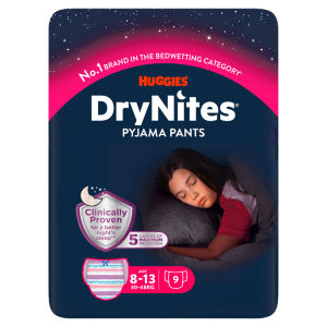 Huggies DryNites Bedwetting Pyjama Nappy Pants Girl 8-13Yr x 9