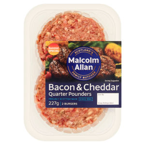 2 Bacon & Cheddar Quarter Pounders Burgers 227g