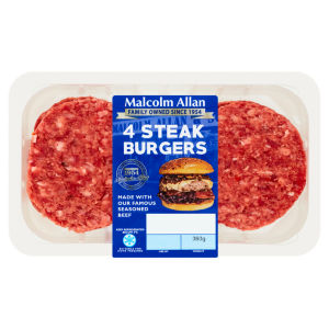 4 Steak Burgers 360g