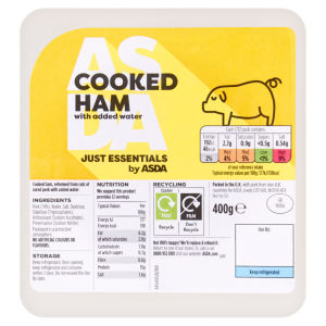 Just Essentials Wafer Thin Cooked Ham with Added Water 400g