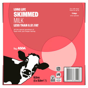 Long Life Skimmed Milk 6 x 1 Litre
