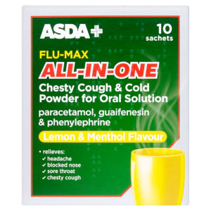 Flu-Max Chesty Cough & Cold Powder for Oral Solution Lemon & Menthol Flavour 10 Sachets