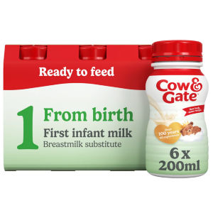 Cow & Gate 1 First Infant Baby Milk Formula Liquid Multipack Ready to Feed from Birth 6x200ml