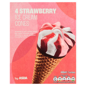 Strawberry Ice Cream Cones 4 x 110ml (440ml)