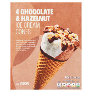 Chocolate & Hazelnut Ice Cream Cones 4 x 110ml (440ml)