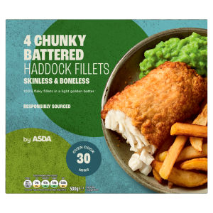 4 Chunky Battered Haddock Fillets 500g