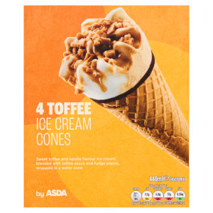 Toffee Ice Cream Cones 4 x 110ml (440ml)