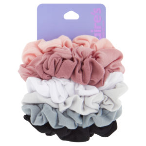 7 Scrunchies In Pink, White, Black & Grey