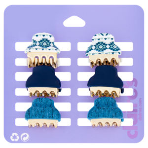 6 Denim Print Hair Claws