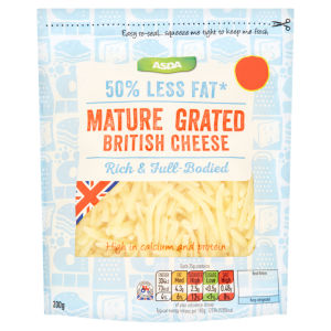 50% Less Fat Mature Grated British Cheese 200g