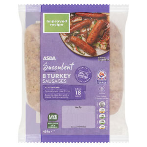 8 Succulent Turkey Sausages 454g