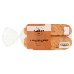 The Bakery 4 Brown Soft Sliced Baguettes 340g