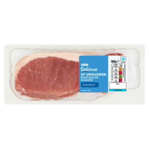 Delicious 16 Unsmoked Back Bacon Rashers 500g