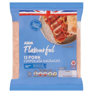 Flavourful 12 Pork Chipolata Sausages 340g