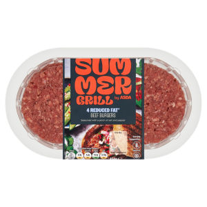4 Succulent Reduced Fat Beef Burgers 454g