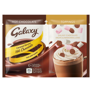 Caramel Flavour Hot Chocolate Galaxy Chocolate Drops & Marshmallows 37g ((2 x 6 g e) +25g)