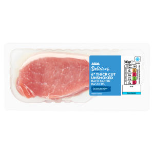 6 Thick Cut Unsmoked Back Bacon Rashers 300g