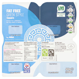 Fat Free Greek Style Yogurts 4 x 100g (400g)