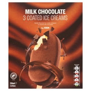 3 Milk Chocolate Coated Ice Creams 3 x 110ml (330ml)