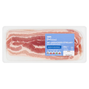 Delicious 20 Unsmoked Streaky Bacon Rashers 400g