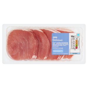 Delicious 10 Unsmoked Reduced Fat Bacon Medallions 300g