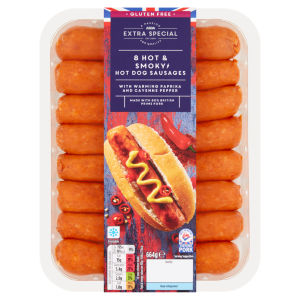 8 Hot & Smoky Hot Dog Sausages 664g