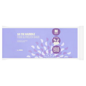 50 Tie Handle Food & Freezer Bags Medium
