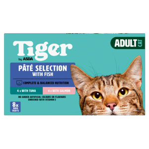 Tiger Pâté Selection with Fish Adult Cat 8 x 100g (800g)