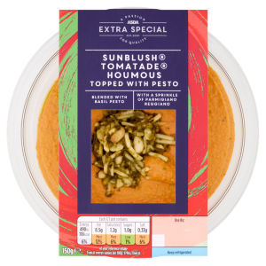 Sunblush Tomatade Houmous Topped with Pesto