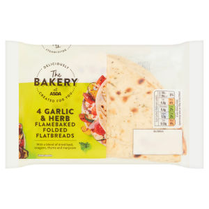 The Bakery 4 Garlic & Herb Flamebaked Folded Flatbreads 300g