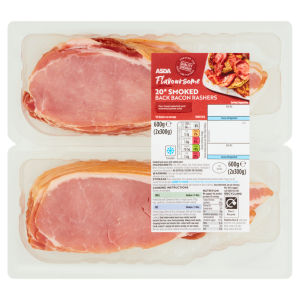 Flavoursome 20 Smoked Back Bacon Rashers 2 x 300g (600g)