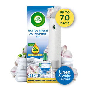 Air Wick 24/7 Active Fresh Linen & White Orchid Autospray Kit 228ml